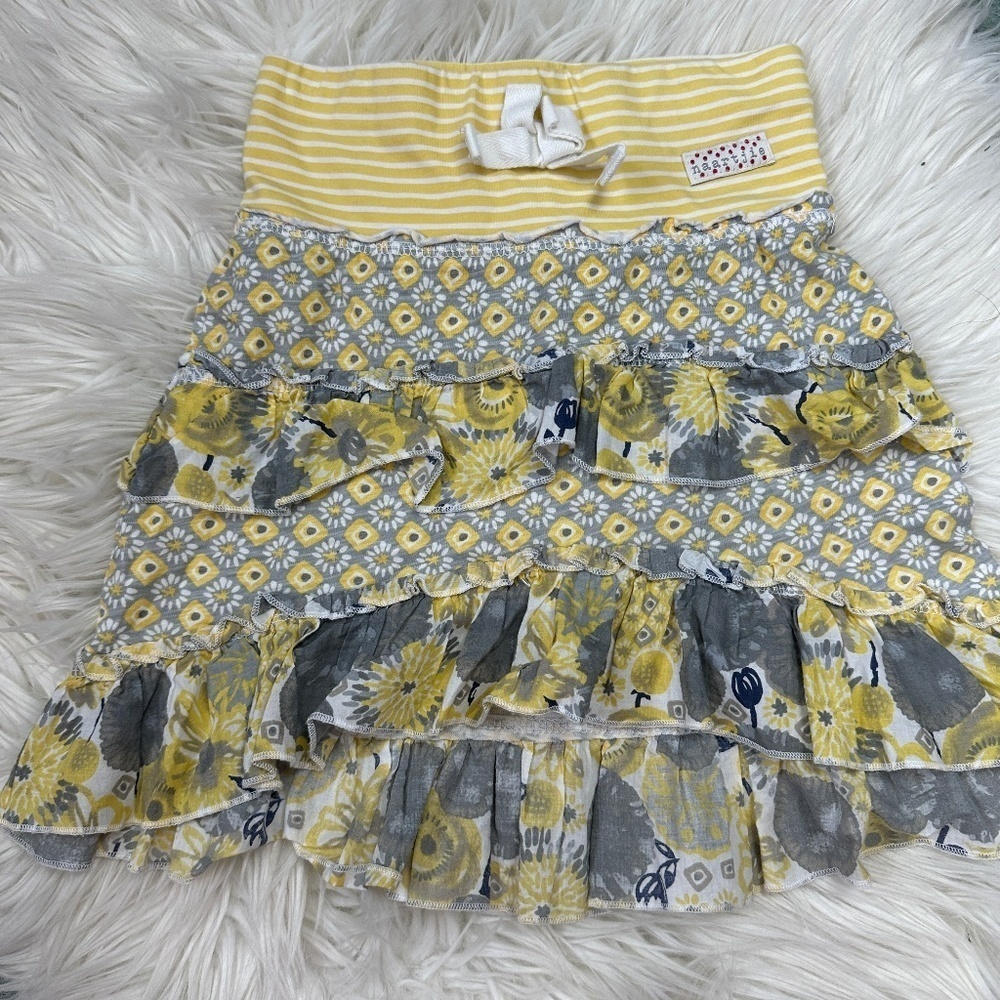 Naartjie Kids yellow and gray hi-low tiered skirt size XS (3) // 2668